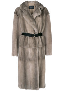 пальто из меха с поясом Blancha