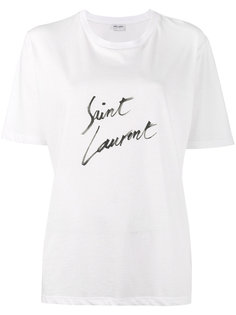 футболка с круглым вырезом и логотипом  Saint Laurent