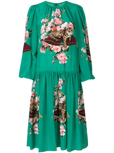 платье с рисунком в виде котов Dolce &amp; Gabbana