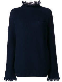 свитер с воротником и манжетами с бахромой Sacai