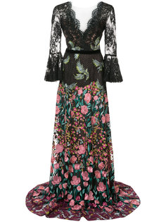 платье макси с цветочной вышивкой Marchesa Notte