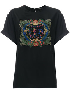 футболка с декорированным логотипом Versace