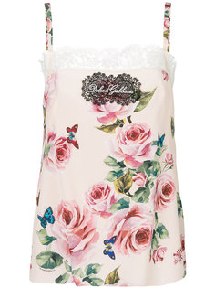 топ на бретелях с цветочным принтом Dolce &amp; Gabbana
