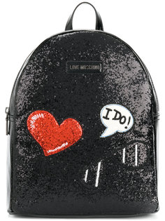 рюкзак с вышивкой и блестящей отделкой Love Moschino