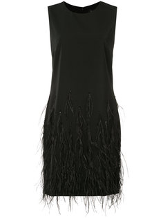 короткое платье с отделкой перьями  Saloni