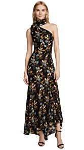 Nicholas Ava Floral Tie Neck Maxi Dress