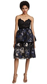Marchesa Notte Three Tiered Cocktail Dress