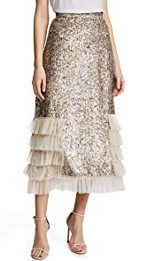 Rodarte Metallic Sequin Ruffle Skirt