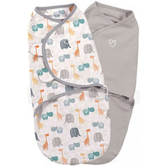Конверт на липучке Swaddleme, размер S/M, (2шт.), серый/ богемные джунгли Summer Infant