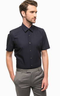 Темно-синяя хлопковая рубашка с короткими рукавами Strellson