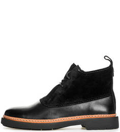 Черные ботинки из кожи и замши на шнуровке Clarks