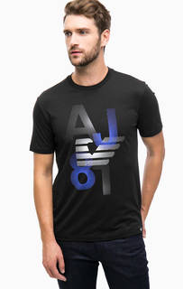 Черная хлопковая футболка с принтом Armani Jeans