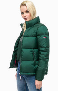 Зеленый пуховик с объемным воротом Hilfiger Denim