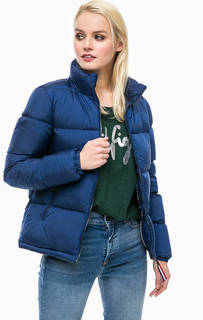 Синий пуховик с объемным воротом Hilfiger Denim