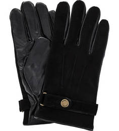 Черные перчатки из кожи и замши Selected