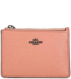 Кожаная визитница на молнии Coach