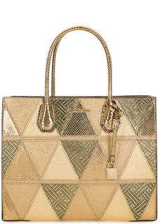 Золотистая сумка из кожи и замши с двумя отделами Michael Michael Kors