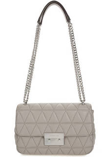 Серая стеганая сумка из натуральной кожи Michael Michael Kors