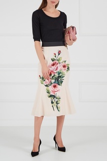 Шелковая юбка с розами Dolce & Gabbana