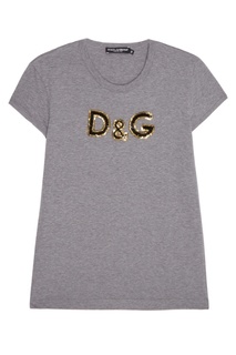 Меланжевая футболка с логотипом Dolce & Gabbana