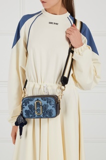 Кожаная сумка с бархатом Snapshot голубая Marc Jacobs