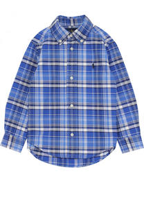 Хлопковая рубашка с принтом и воротником button down Polo Ralph Lauren