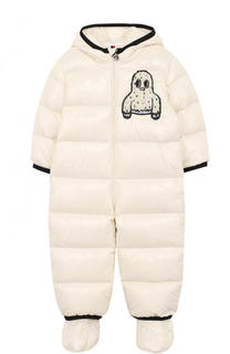 Пуховой комбинезон с капюшоном и пинетками Moncler Enfant