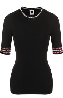 Приталенный топ с круглым вырезом и коротким рукавом M Missoni