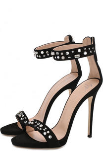 Замшевые босоножки с кристаллами на шпильке Giuseppe Zanotti Design