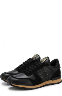 Кожаные кроссовки Rockrunner с замшевой отделкой Valentino