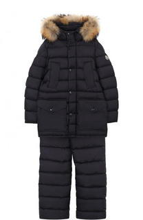 Пуховый комплект из комбинезона и куртки с капюшоном Moncler Enfant