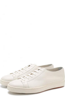 Кожаные кеды на шнуровке Santoni
