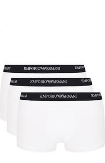 Комплект из трех хлопковых боксеров с эластичной резинкой Emporio Armani