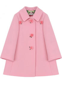 Шерстяное пальто с цветочным декором Dolce &amp; Gabbana