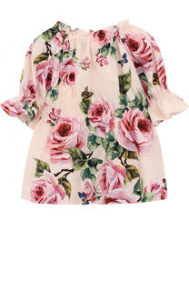 Хлопковая блуза с принтом и эластичными вставками Dolce &amp; Gabbana