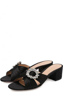 Атласные мюли Monroe с брошью Gianvito Rossi