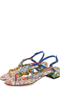 Кожаные сандалии Infradito с принтом Dolce &amp; Gabbana