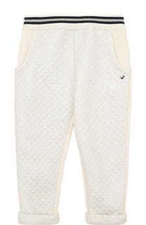 Хлопковые брюки с металлизированной отделкой и эластичным поясом Armani Junior