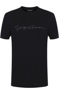 Футболка из вискозы с круглым вырезом Giorgio Armani