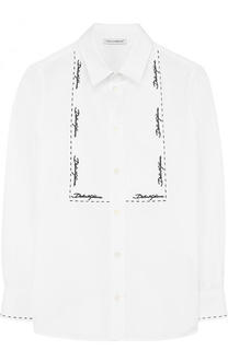 Хлопковая рубашка с контрастной вышивкой Dolce &amp; Gabbana