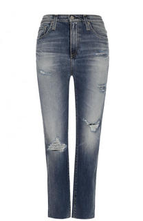 Укороченные джинсы прямого кроя с потертостями Ag