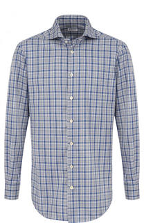 Хлопковая сорочка с воротником акула Kiton