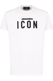 Хлопковая футболка с контрастной вышивкой Dsquared2