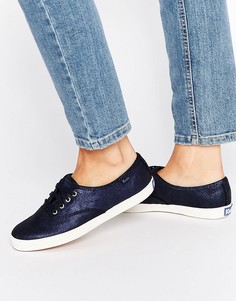 Темно-синие кожаные кеды с эффектом металлик Keds Champion - Темно-синий