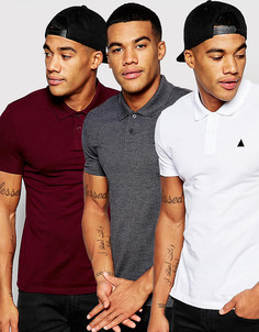 3 облегающих поло (темно-серая/белая/бордовая) ASOS СКИДКА 19 - Мульти