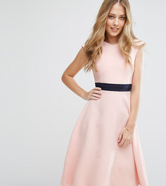 Приталенное платье миди с контрастным поясом Vesper - Розовый