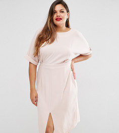 Платье с разрезом спереди ASOS CURVE - Розовый