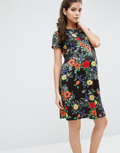 Платье-футболка для беременных с цветочным принтом ASOS Maternity - Мульти