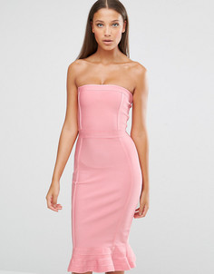 Премиальное бандажное платье с оборкой по краю Missguided Tall Exclusive - Розовый