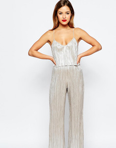 Комбинезон металлик с кроп‑топом ASOS PETITE - Серебряный